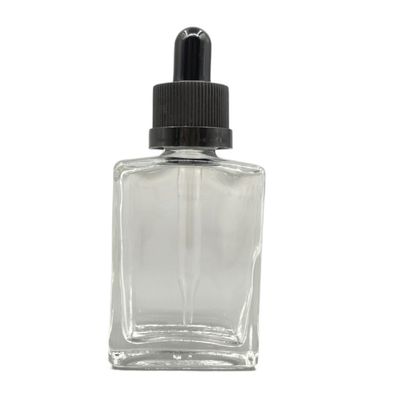 Косметика квадрата 30ml стеклянная разливает крышку по бутылкам капельницы Childproof для масла ухода за волосами