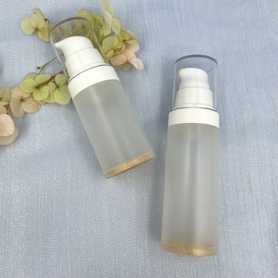 Прозрачная шелковая ширма картины насоса 30ml 50ml бутылки PP безвоздушная деревянная